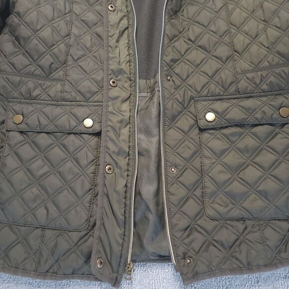 Lucky Brand Womens XL  Jacket Diamond Quilted Modern Barn Lined Green Coat - Picture 5 of 11